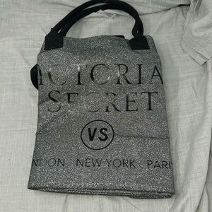 Victoria Secret large silver glittery tote purse London New York Paris